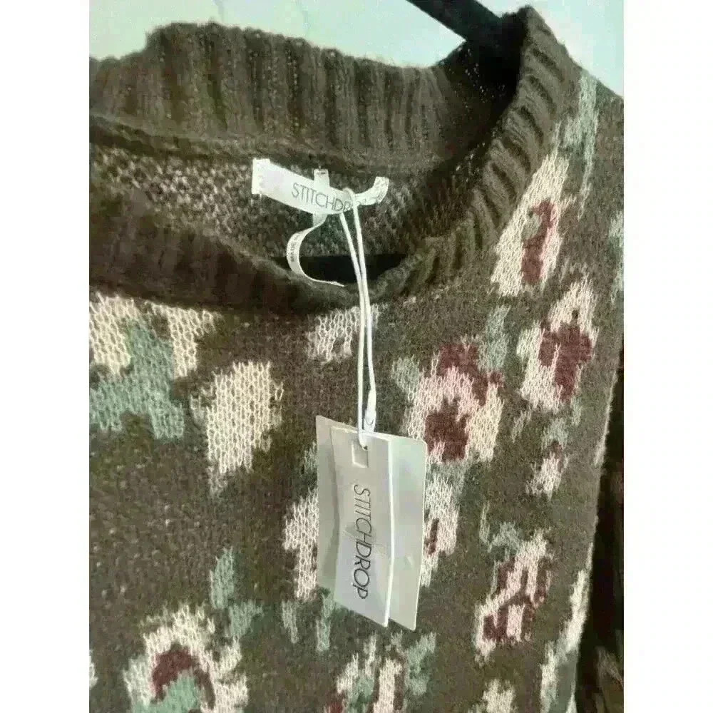 Stitchdrop Jakarta Brown Floral Sweater Dress Size Medium NWT - Picture 2 of 5